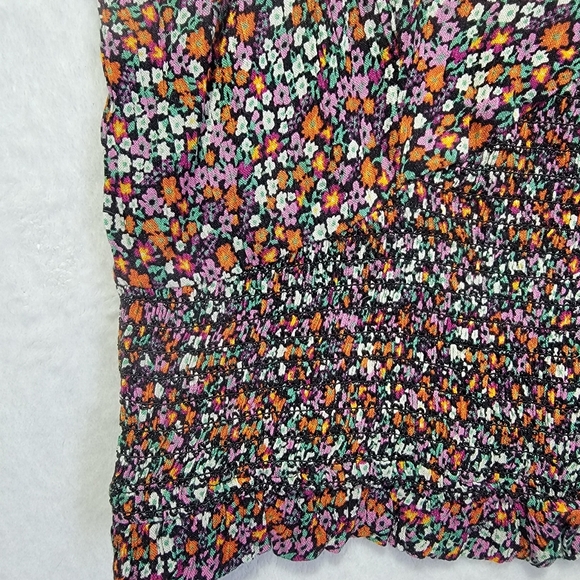 Patrons Of Peace Floral Flutter Sleeve V Neck Ruched Waist Crop Top Size L - Picture 4 of 9